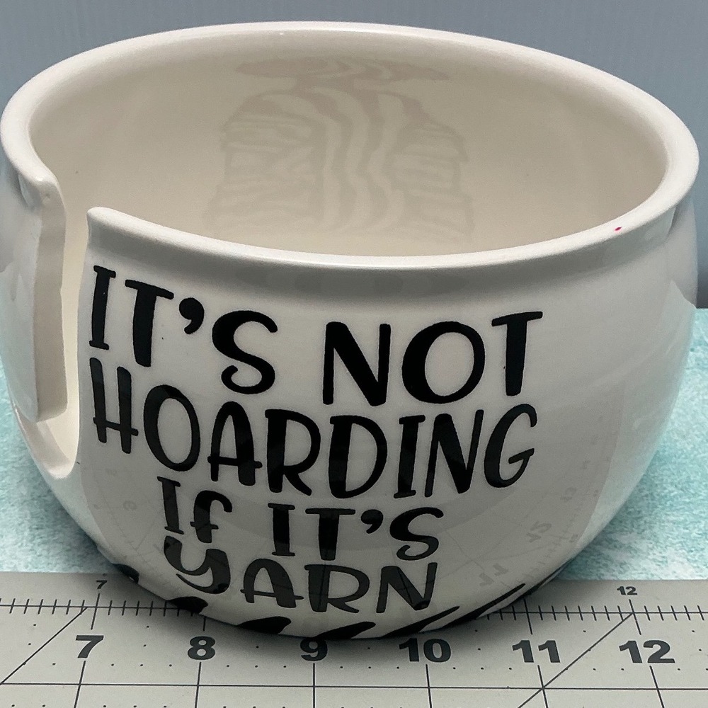 Lenny Mud Its Not Hoarding If Its Yarn Ceramic Yarn Bowl White Black USA Made